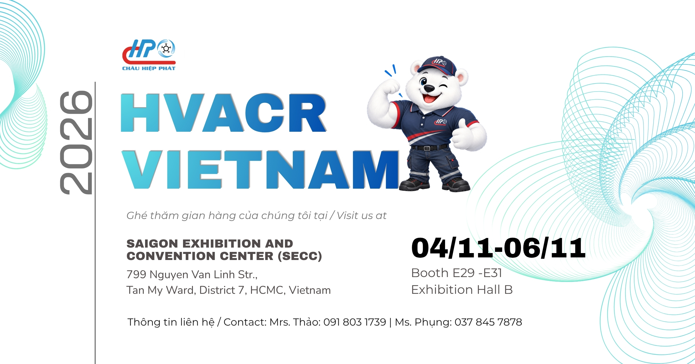 Banner thông báo tham gia triển lãm HVACR Vietnam 2026 cùng CHP vào tháng 11